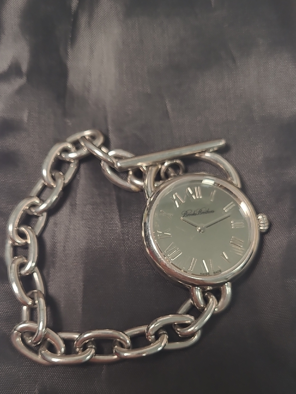 Brook Brothers Brighton Silver Chain Bracelet Watch with Pale Gray Dial